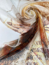 Silk Chiffon Printed Brown Beige