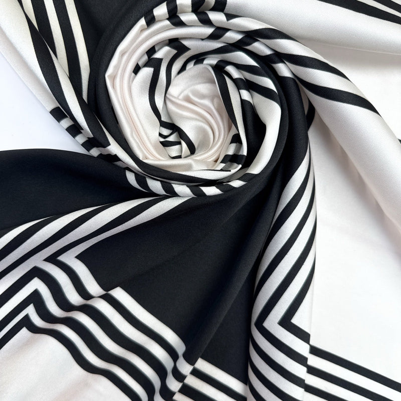 Polyamide Sateen Geometric Black White