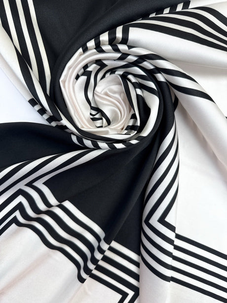 Polyamide Sateen Geometric Black White