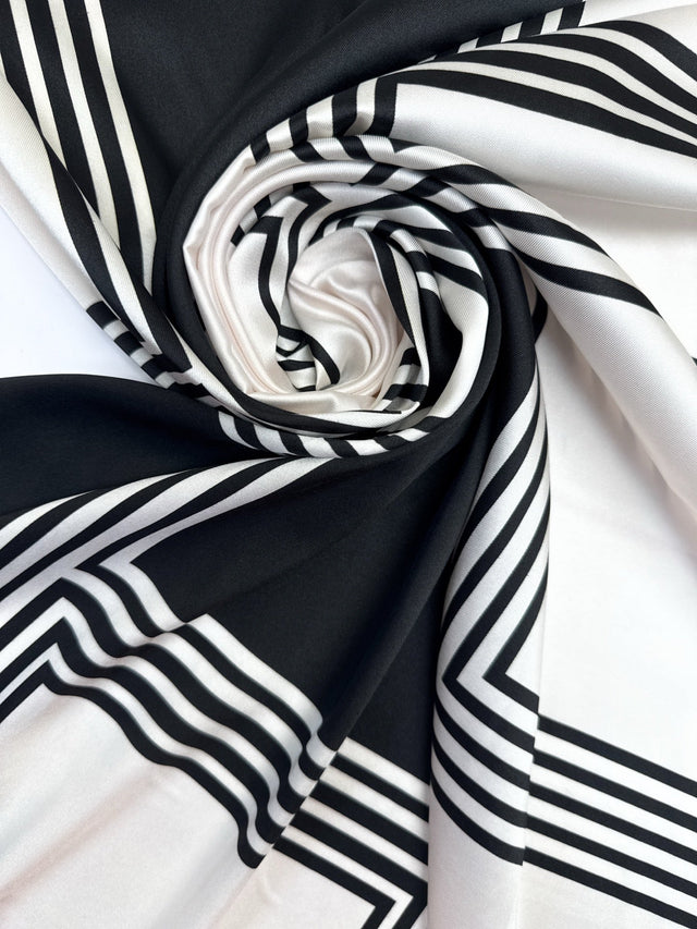 Polyamide Sateen Geometric Black White