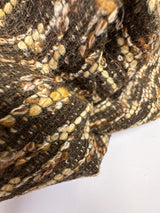 Wool Cotton Viscose Tweed Brown Beige