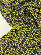 Polyester Geometric Print Fabric in Yellow and Blue