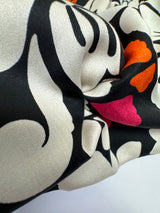 Viscose Sateen Floral Black White