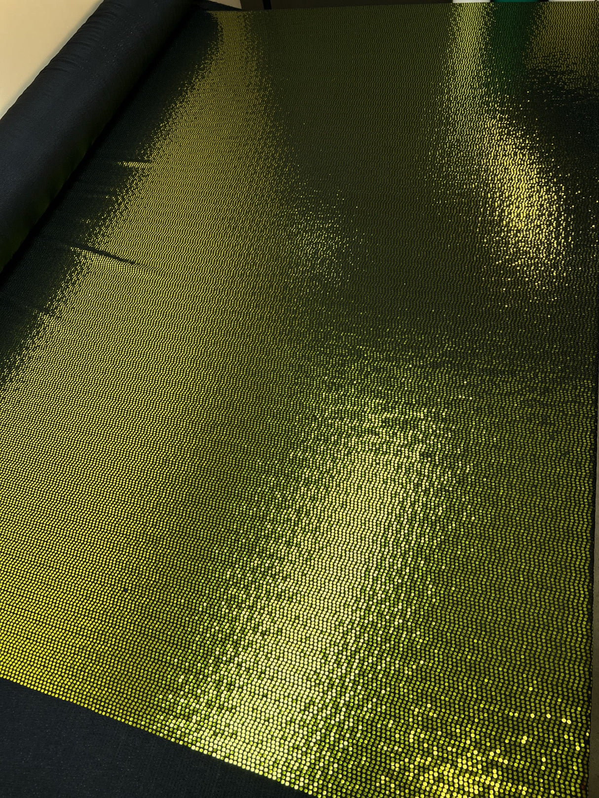 Lurex Polyester Blend Knitted Fabric Golden Green