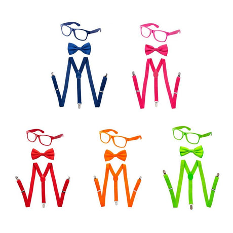Neon Suspender, Bowtie, Sunglasses Accessory Set - Toddlers