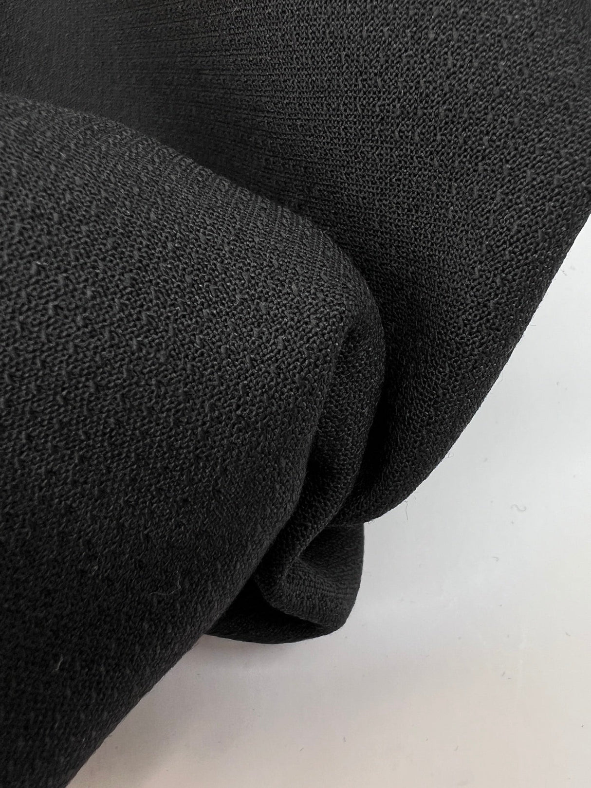 Italian Black Double Weave Wool Stretch Fabric
