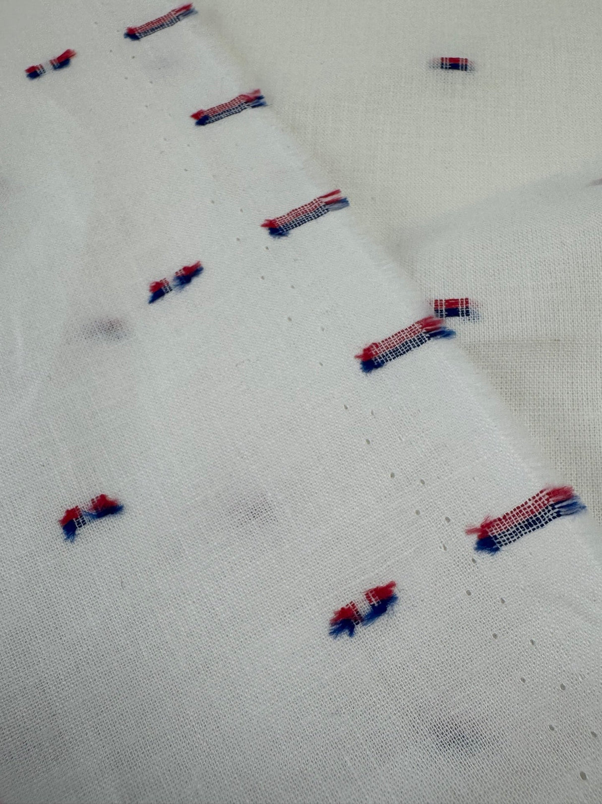 Cotton Linen Fil Coupé White Geometric
