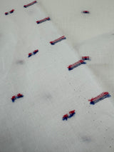 Cotton Linen Fil Coupé White Geometric