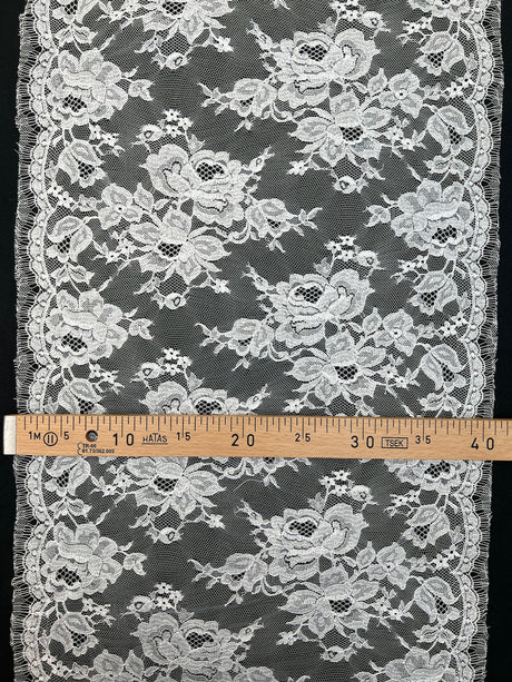 Cotton Lace Mesh Floral White