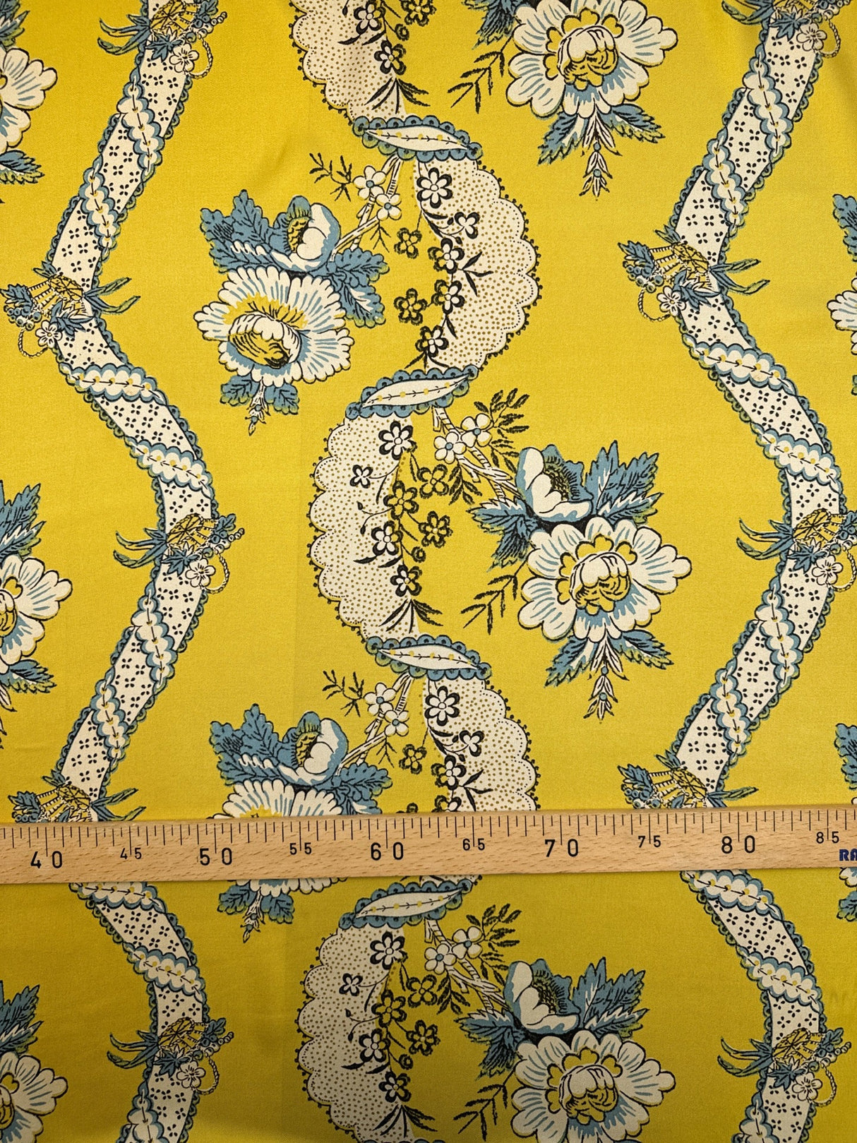 Silk Twill Yellow Floral Fabric
