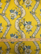 Silk Twill Yellow Floral Fabric