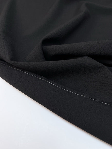 Wool Crepe Black Stretch Fabric