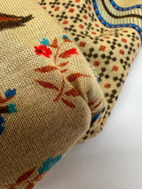 Acrylic Knitted Fabric Beige Blue Printed Lightweight Stretch