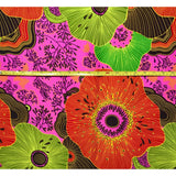 African Print Fabric Ankara Polyester Fabric - Pink, Red, Yellow Floral Fiyah, 45" Width (Per Yard)