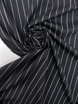 Wool Suit Fabric Striped Black Stretch