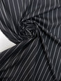 Wool Suit Fabric Striped Black Stretch