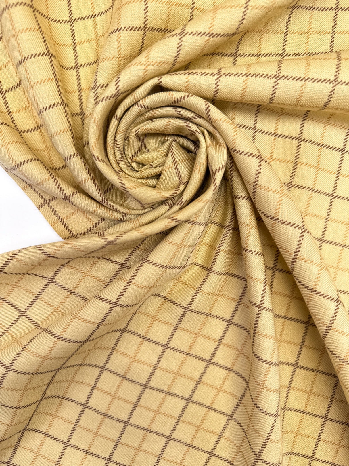 Acrylic Twill Checked Brown Beige Fabric
