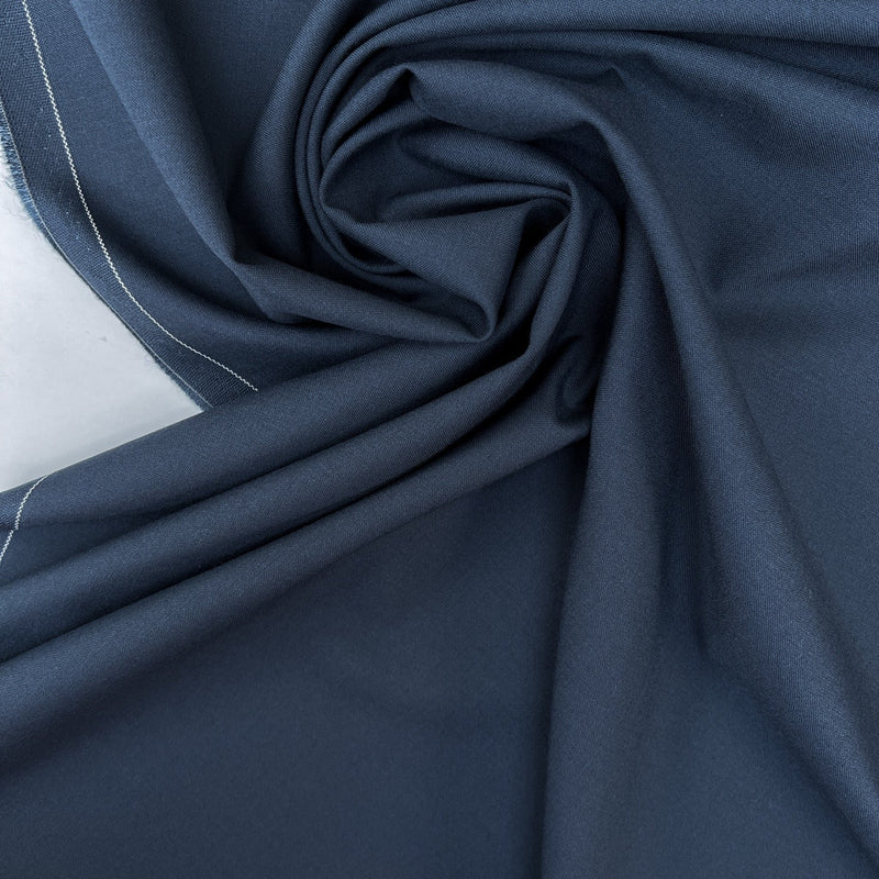 Blue Wool Polyamide Suiting Fabric