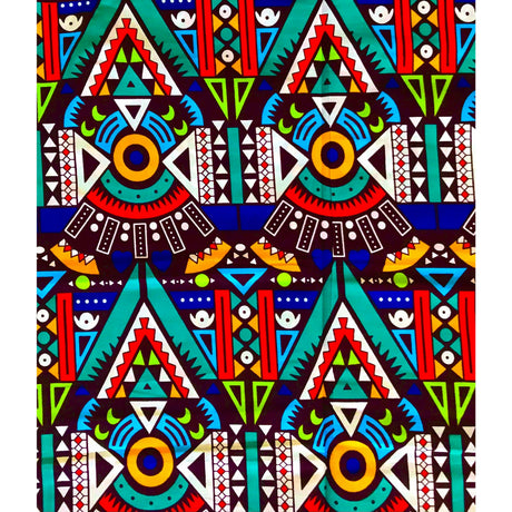 Nubia Sans Souci 100% Cotton Fabric - Multicolored African Print, 46" Width (Per Yard)