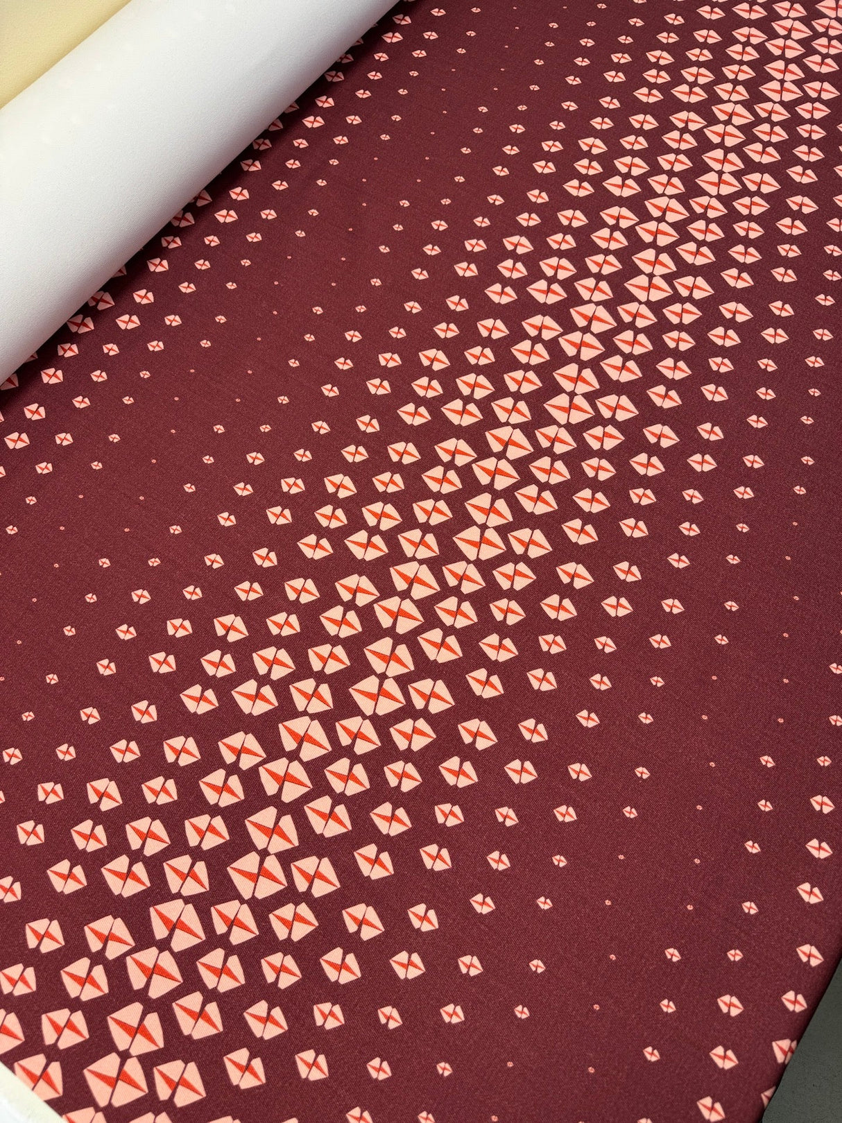 Virgin Wool Gabardine Printed Brown Pink