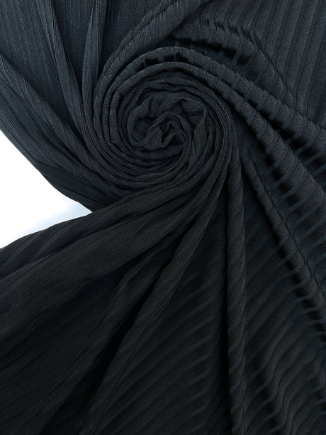 Black Polyamide Elastane Ribbed Knit