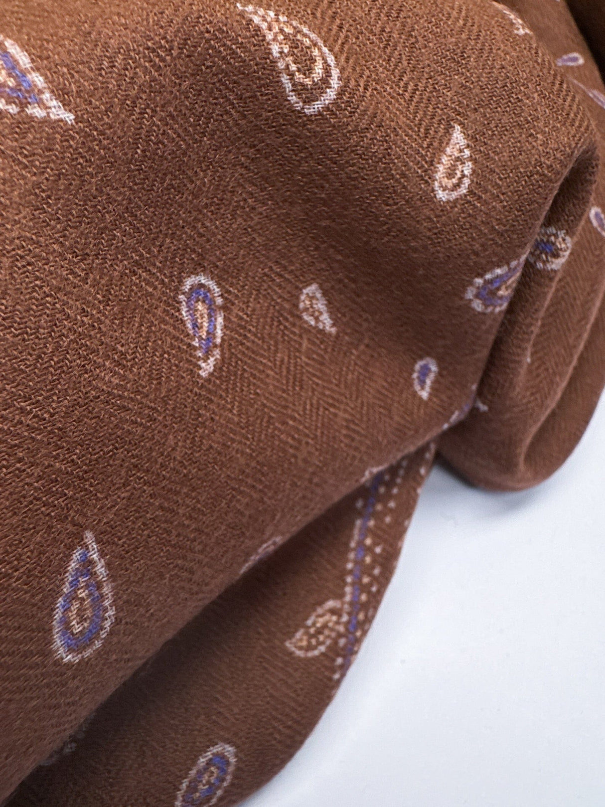 Wool Twill Printed Purple Brown Fabric