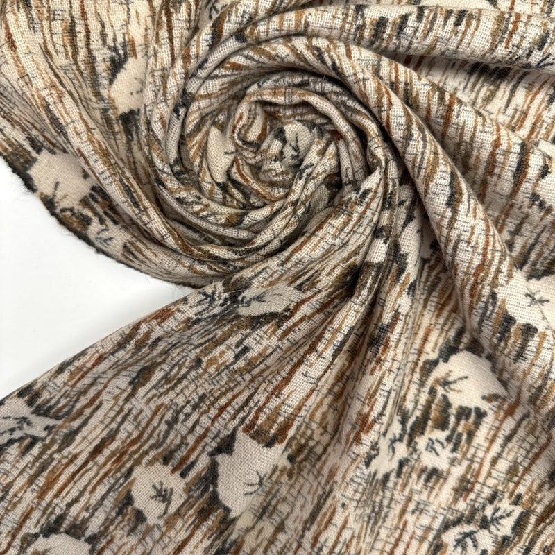 Wool Fabric Abstract Printed Gray Beige