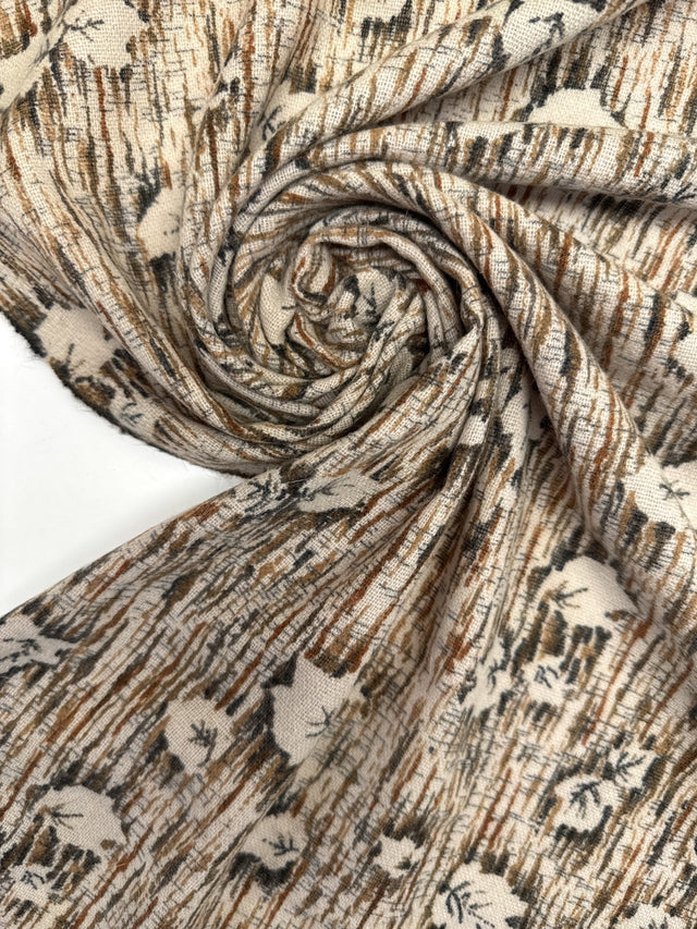 Wool Fabric Abstract Printed Gray Beige