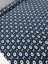 Silk Printed Crepe Blue Floral