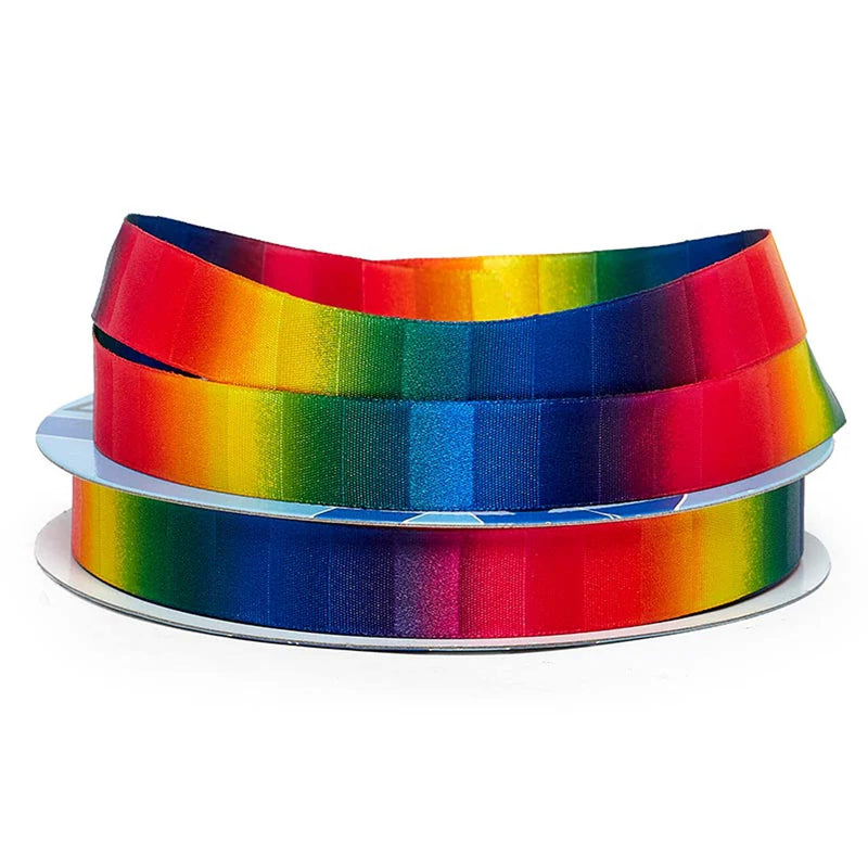 Rainbow Block Satin Ribbon 3/8 '' X 25 yd Vivid Color 1 / roll