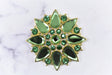 Rhinestone Applique Green Floral Flower Shape 4in