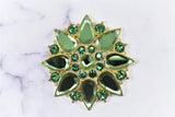 Rhinestone Applique Green Floral Flower Shape 4in