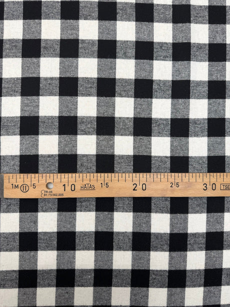Cotton Flannel Checked Black White