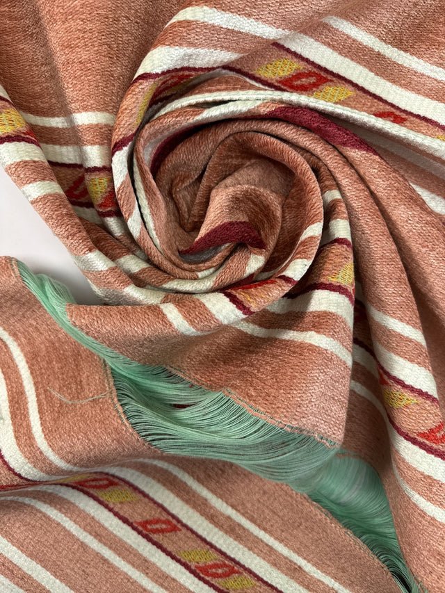 Cotton Viscose Panel Print Fabric Green Pink