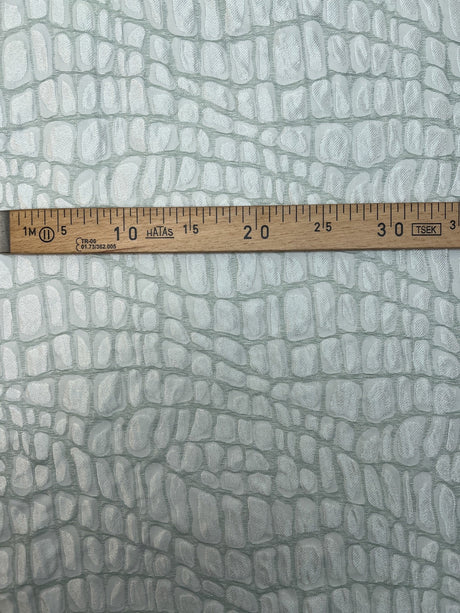 Acetate Polyester Jacquard Fabric Silver Green Abstract