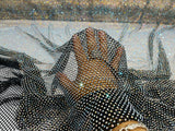 AB Rhinestones On A Fish Net Polyester Fabric - Iridescent Rhinestone Mesh, 1 Yard