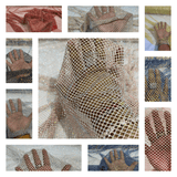 AB Rhinestones On A Fish Net Polyester Fabric - Iridescent Rhinestone Mesh, 1 Yard