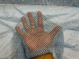 AB Rhinestones On A Fish Net Polyester Fabric - Iridescent Rhinestone Mesh, 1 Yard