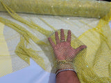 AB Rhinestones On A Fish Net Polyester Fabric - Iridescent Rhinestone Mesh, 1 Yard