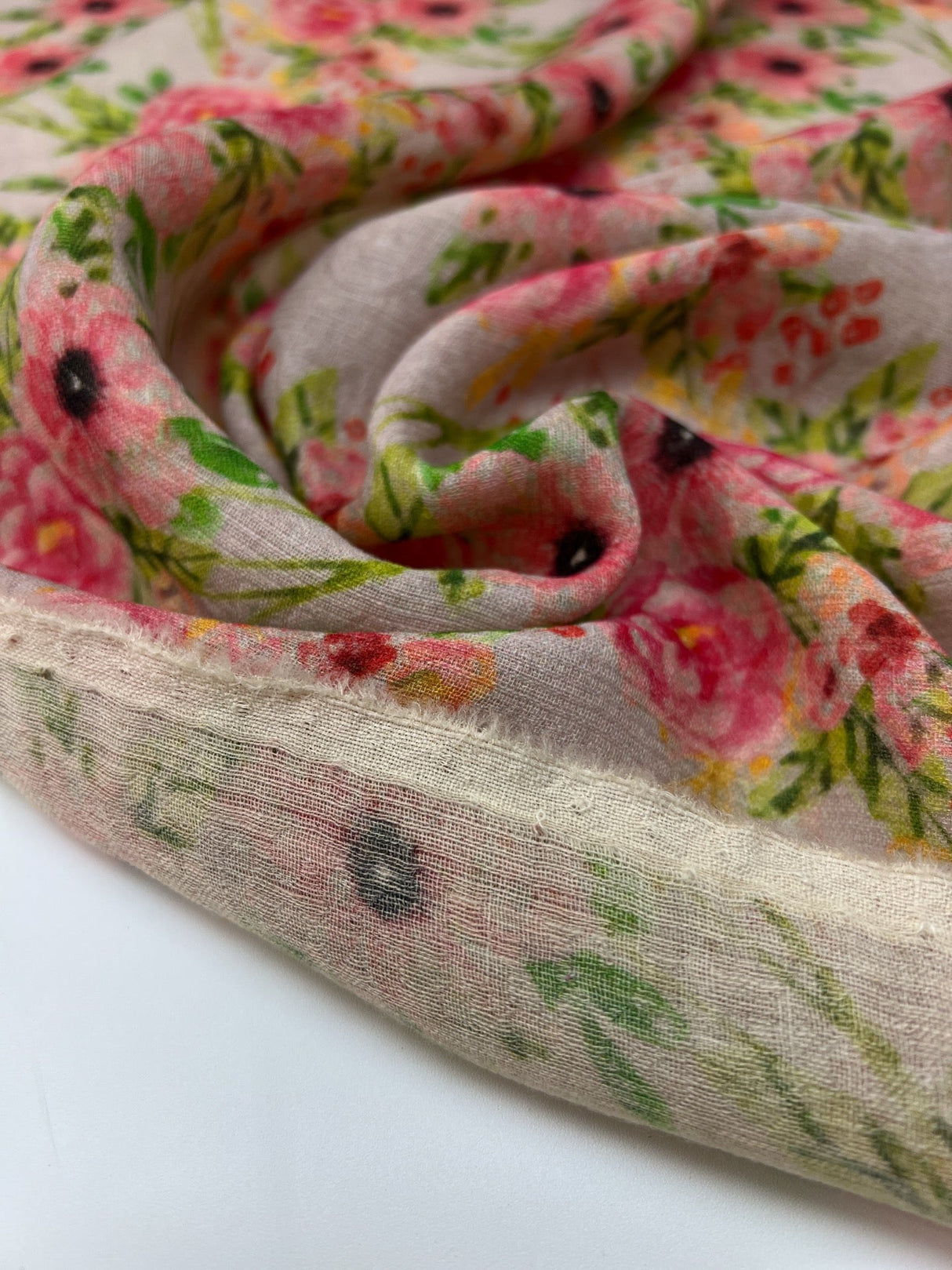 Printed Floral Wool Fabric