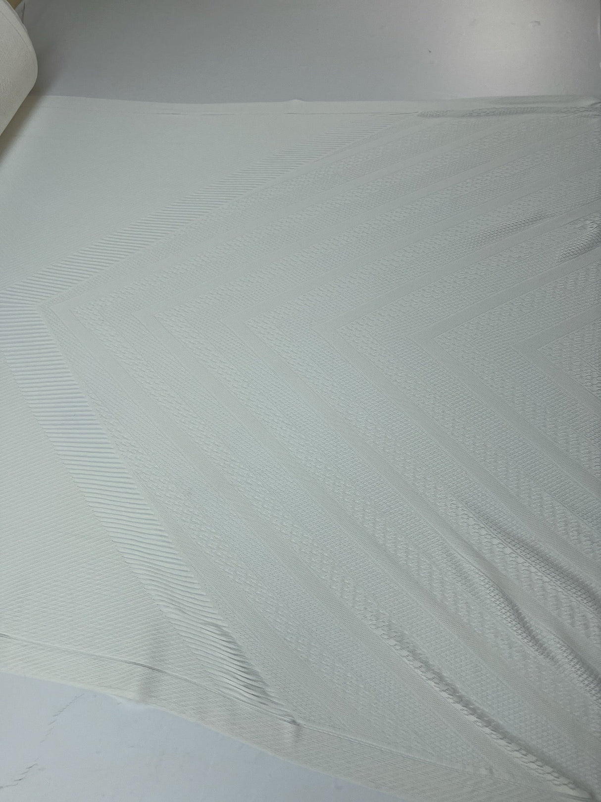 Polyamide Knitted Abstract White Fabric