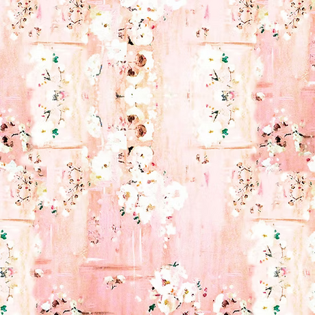 Cotton Fabric Ballet Pink Flowers Paris Luck 43/44"