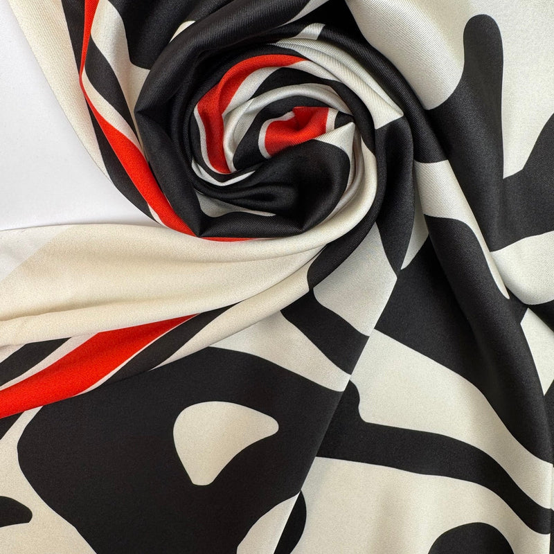 Polyester Sateen Printed Red Multicolour
