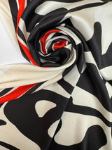 Polyester Sateen Printed Red Multicolour