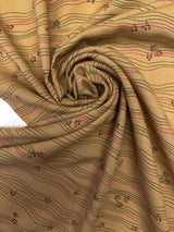 Printed Wool Fabric Brown Beige Stripes