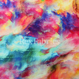 Ablaze Nylon Spandex Fabric - Multi Rainbow Watercolor Pastel Print, 58/60" Width (1 Yard)