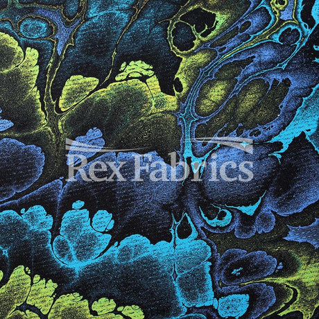 Abstractive Nylon Spandex Fabric - Gray Black, Purple Orange, Purple Lime Abstract Digital Print, 58-60" Width (1 Yard)