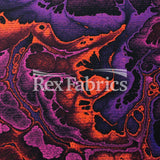 Abstractive Nylon Spandex Fabric - Gray Black, Purple Orange, Purple Lime Abstract Digital Print, 58-60" Width (1 Yard)