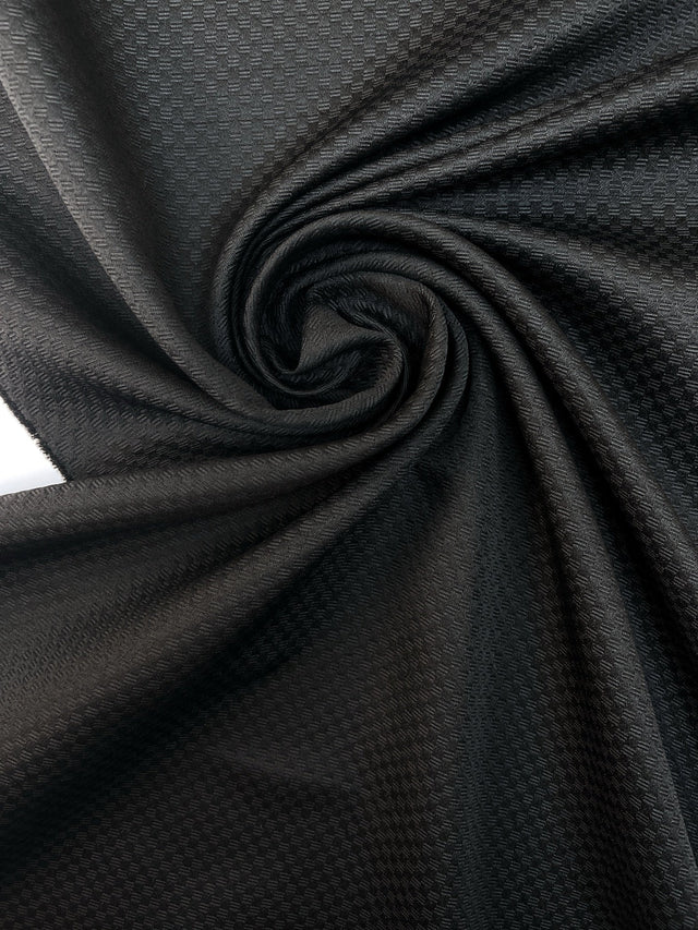 Black Jacquard Polyester Suit Fabric