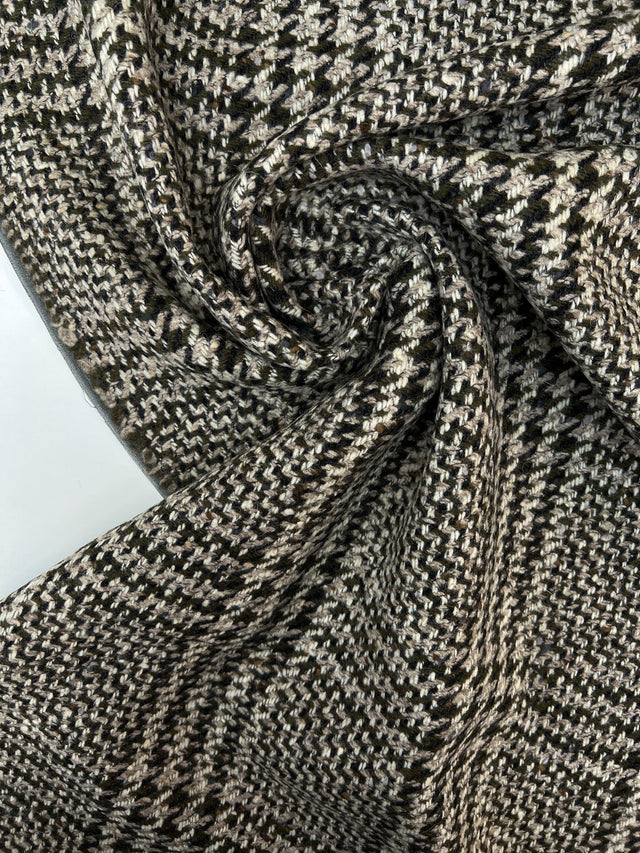 Wool Polyester Checked Tweed
